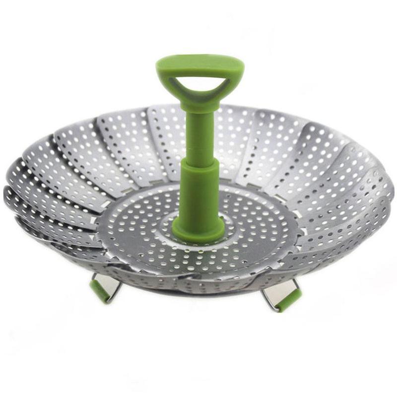 dropship Steel Folding Steamer Basket Steel Fish Steamed Steamer Vegetable Steamer Telescopic V0B3