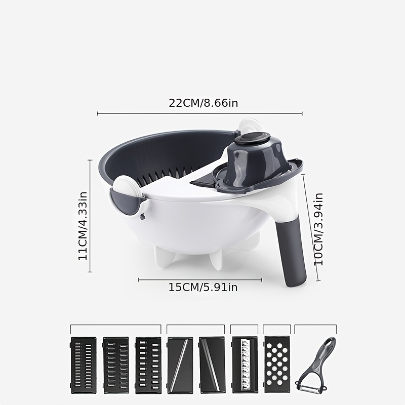 dropship 1Set Cutting And Draining Basket; Multifunctional Vegetable Cutting Artifact; Household Potato Shredded Slices Tools; Kitchen Vegetable Cutting And Draining Basket