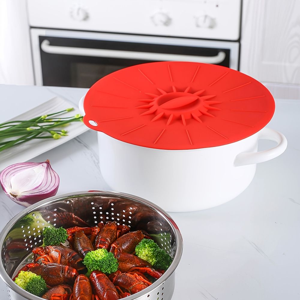 dropship 1pc 10.3in/25.8cm Large Silicone Fresh Keeping Lid; Heat Resistant Strong Sealing Microwave Cover; Kitchen Accessories