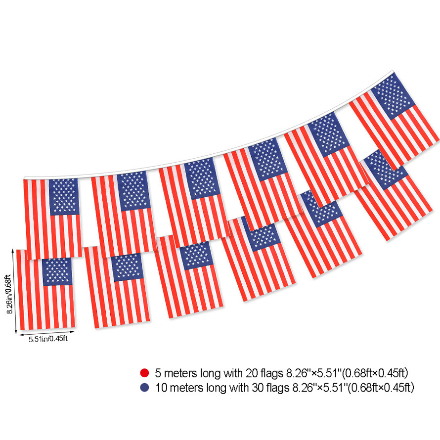 dropship 20pcs/30pcs American Flag; American Flag Decor; banner Flags; Independence Day Banner American Flag; Flag banner; Suitable For Patriotic Events; Sports; Bars Decorations Yard