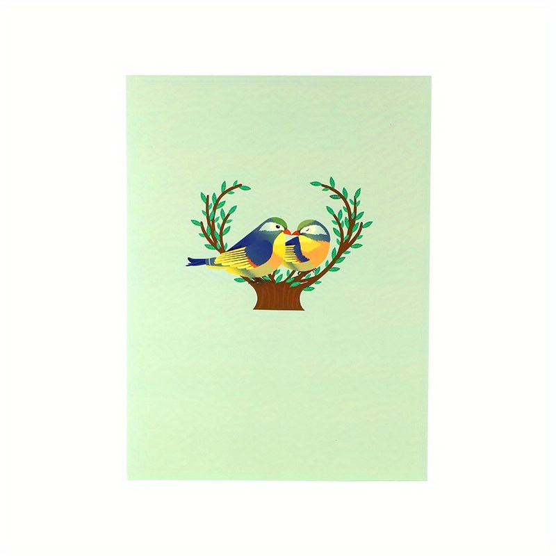 dropship 1pc New 3D Creative Three-dimensional Valentine's Day Greeting Card; Thank You Blessing Message Card; Exquisite High-end Handmade Love Bird Laser Hollow Engraving Card