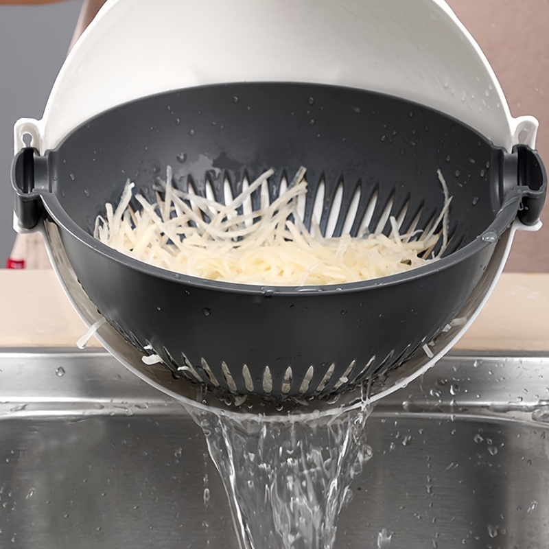 dropship 1Set Cutting And Draining Basket; Multifunctional Vegetable Cutting Artifact; Household Potato Shredded Slices Tools; Kitchen Vegetable Cutting And Draining Basket