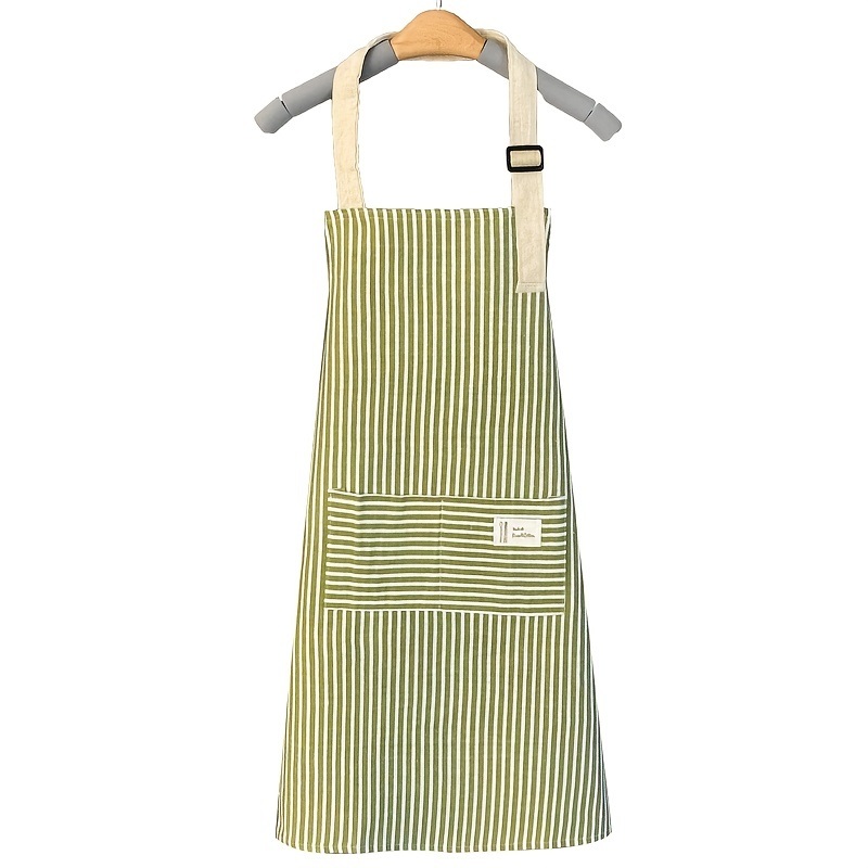dropship 1pc Adjustable Kitchen Cooking Apron Cotton And Linen Machine Washable With 2 Pockets