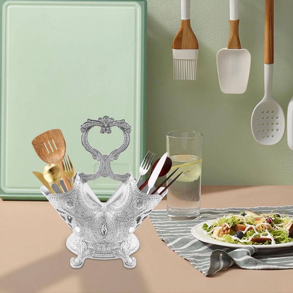 dropship Cutlery Organizer TAble Silverware Holder With Handle European Style Flatware Rack For Knives Forks Spoons Markers And Scissors