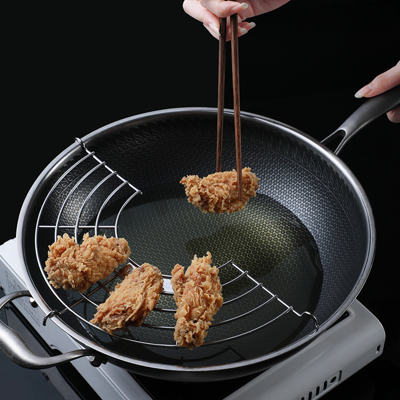 dropship 1pc; 304 Stainless Steel Semi-circular Oil Draining Rack; BBQ Frying Rack; Kitchen Steaming Rack; Oil Filter Insulation Rack