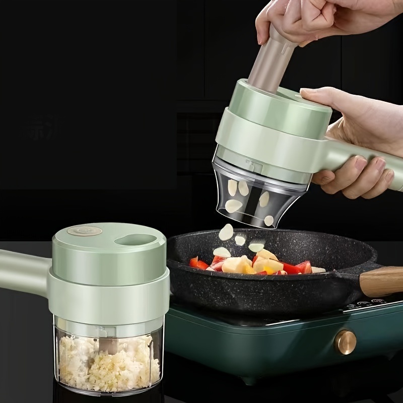 dropship 4 In 1 Vegetable Chopper Handheld Electric Vegetable Cutter Set Portable Wireless Garlic Mud Masher Garlic Press And Slicer Set Multifunctional Electric Mini Food Processor
