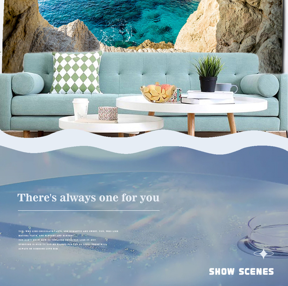 dropship 1pc Mountain Cave Seaside Landscape Tapestry Natural Scenery Bohemian Decoration; Free Installation Package Home Decor Living Room Bedroom Decoration