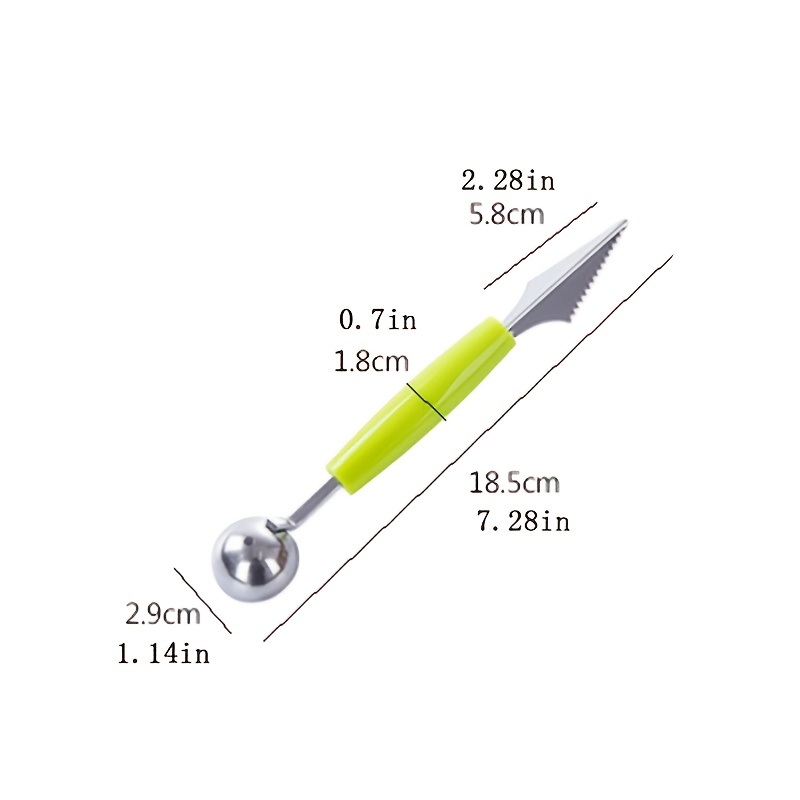 dropship Double Head Stainless Steel Fruit Digging Spoon; Corrugated Carving Knife Watermelon Fruit Platter Tool; Spoon Digger