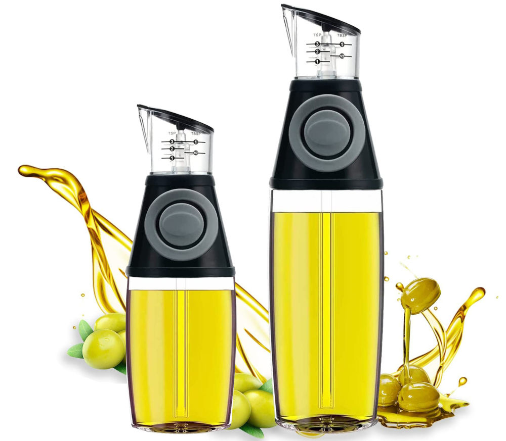 dropship 1pc Oil Dispenser Bottle; 17oz Olive Oil Dispenser Oil Sprayer; Clear Glass Refillable Oil And Vinegar Dispenser Bottle With Measuring Scale Pump For Kitchen; Cooking; Salads