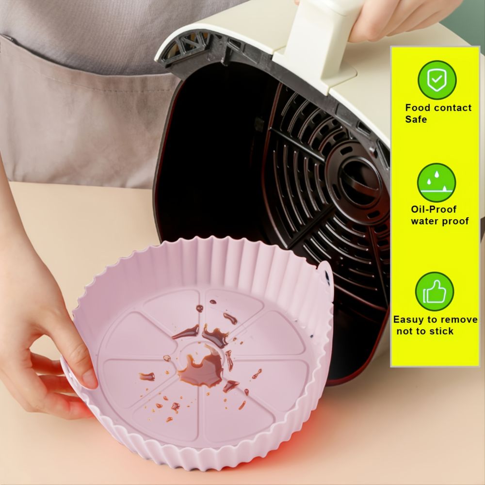 dropship 1/2pcs Air Fryer Silicone Pot; Reusable Air Fryer Liners; Silicone Air Fryer Basket; Food Safe Air Fryer Accessories