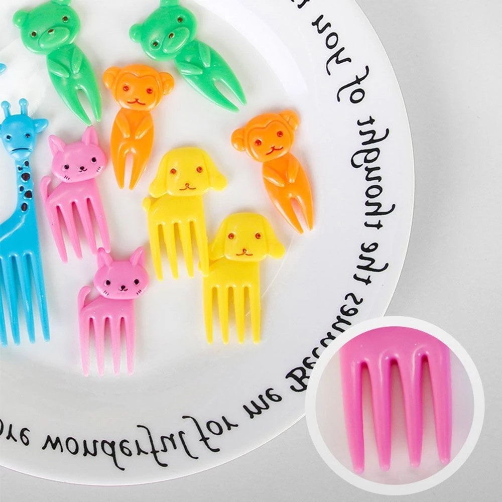 dropship 10PCS Cute Fruit Fork; Reusable Mini Animal Forks; Food; Cakes; Snacks; Fruit Decorations; Suitable For Children
