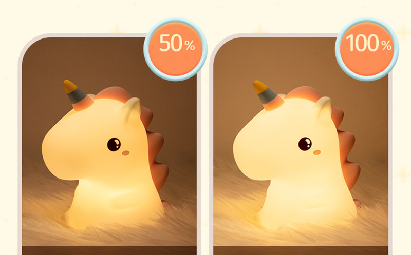 dropship Cute Silicone LED Night Light Unicorn Deer For Kids USB Rechargeable Animal Dinosaur Bedroom Decor Touch Night Lamp For Gifts