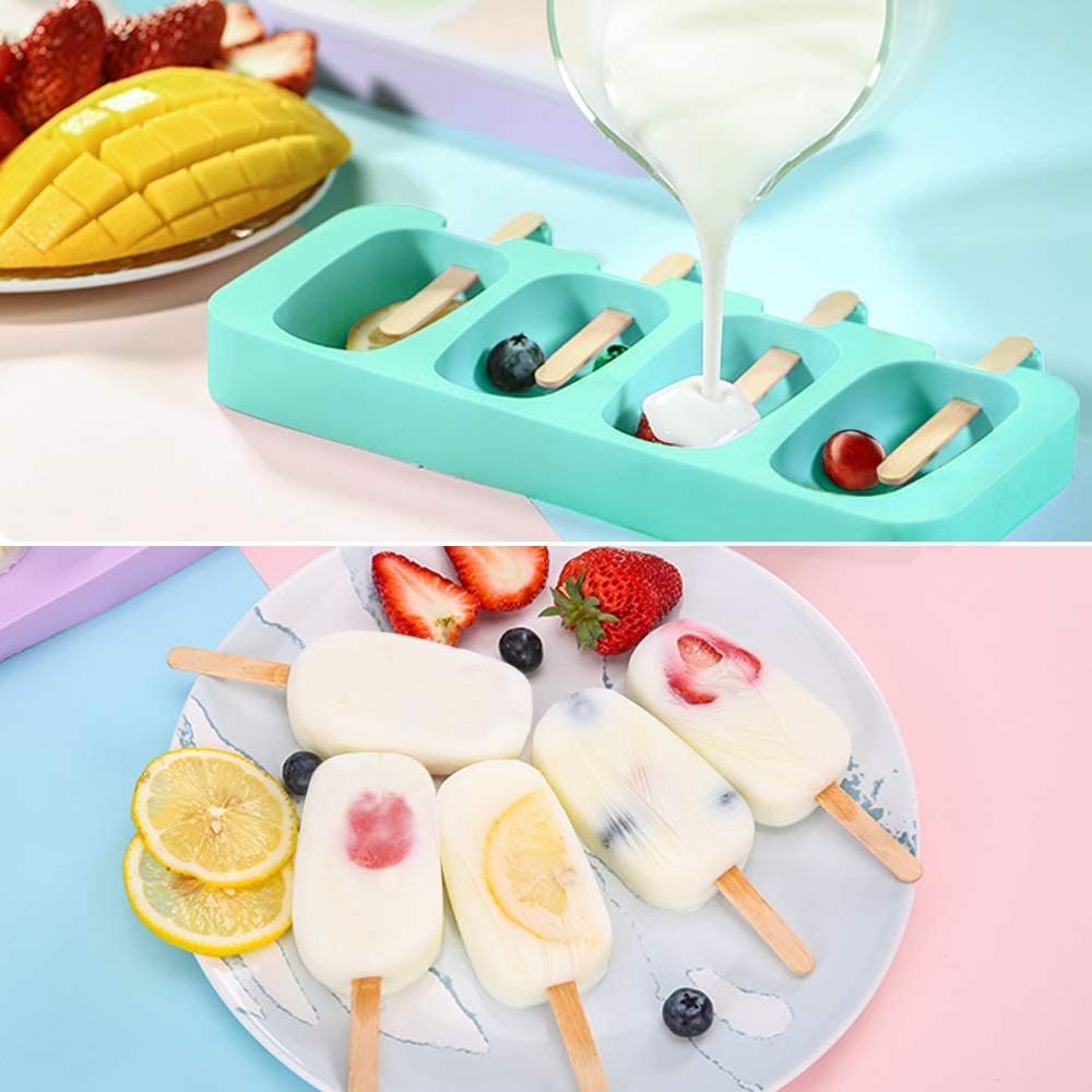 dropship 2pcs Sets Popsicle Silicone Mold Blue; Household Refrigerator Homemade Ice Cream Mold; Summer Popsicle Silicone Mold