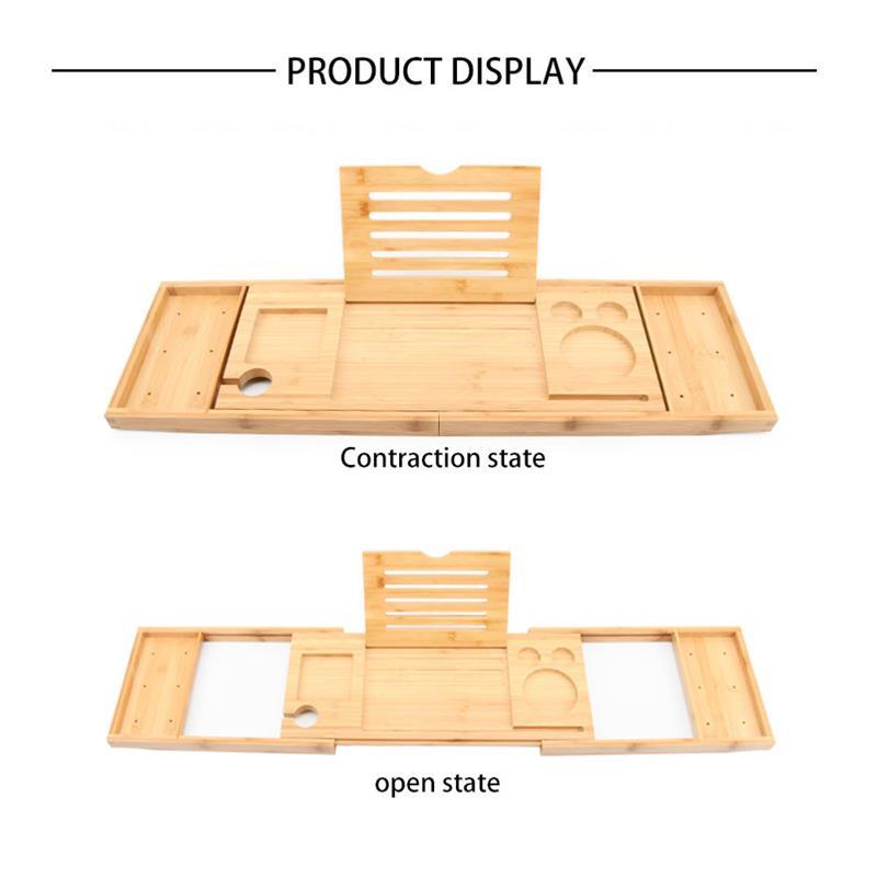 dropship Bathtub Serving Tray Bamboo Bath Bridge Useful Storage Rack Shelf Telescopic Tablet Holder For Bathroom Home Bathtub Rack