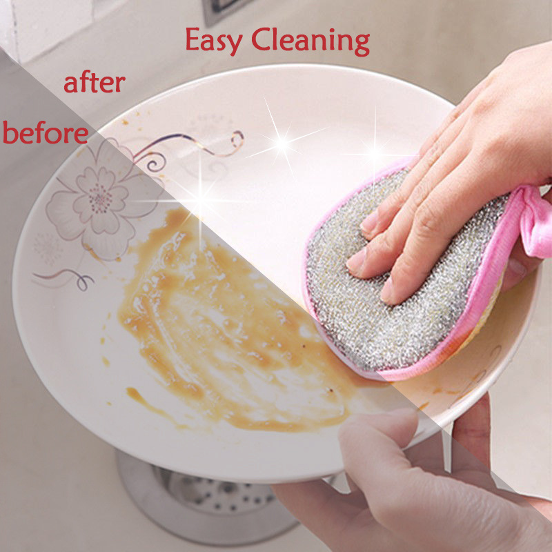 dropship 5/10pcs; Double Side Dishwashing Sponge Pan Pot Dish Wash Sponges Household Cleaning Tools Kitchen Tableware Dish Washing Brush
