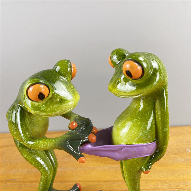 dropship NORTHEUINS Resin Leggy Couple Frog Figurine Modern Creative Wedding Animal Statue for Interior Home Desktop Decor Accessories