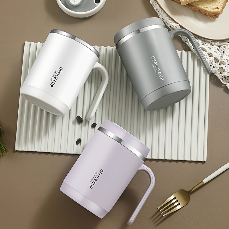 dropship 1pc Stainless Steel Cups With Lid; 16 Oz 304 Stainless Steel Tumblers Durable Coffee Mug With Splash Proof Sliding Lid; Drink With Lid Open; Non-Insulated Mug; Without Straw