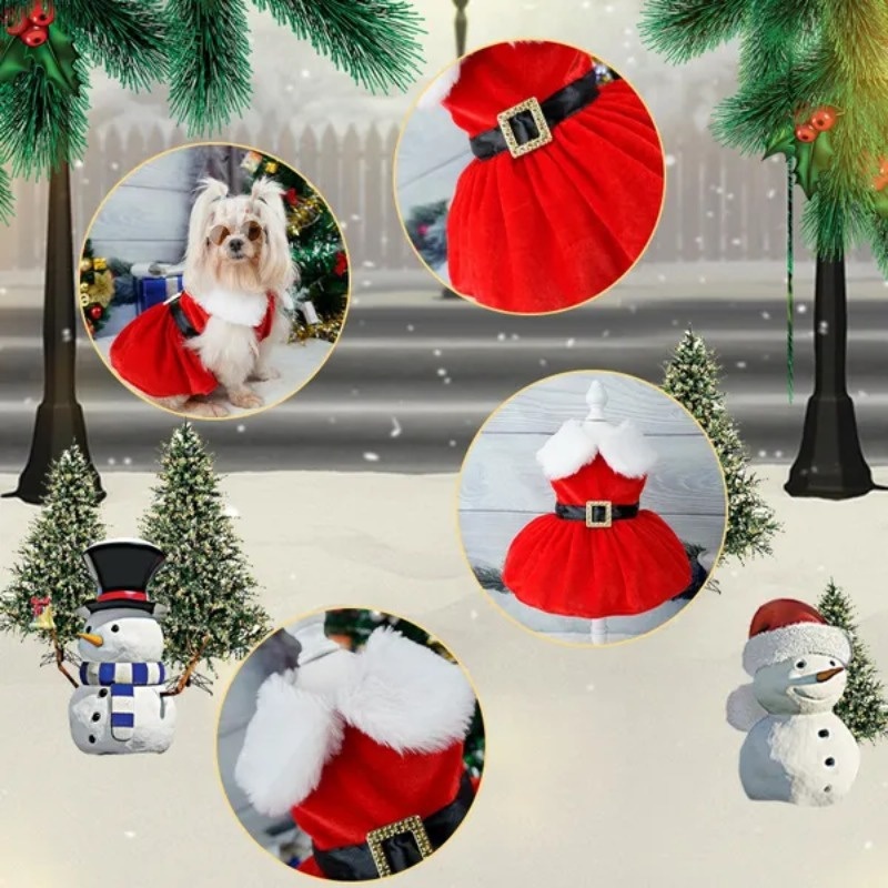 dropship Christmas Dog Dresses ForSmall Dog Clothes Christmas Cat Pet Dress Fancy Princess Puppy Dress Festival Apparel