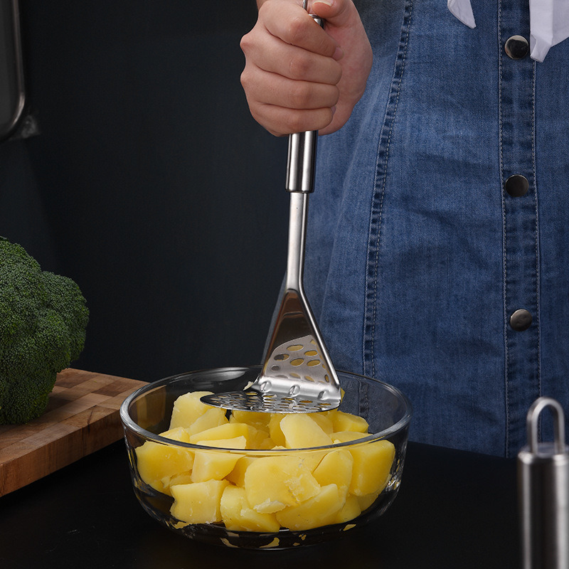 dropship Stainless Steel Manual Potato Press; Baby Food Masher; Wavy Potato Press; Kitchen Gadgets