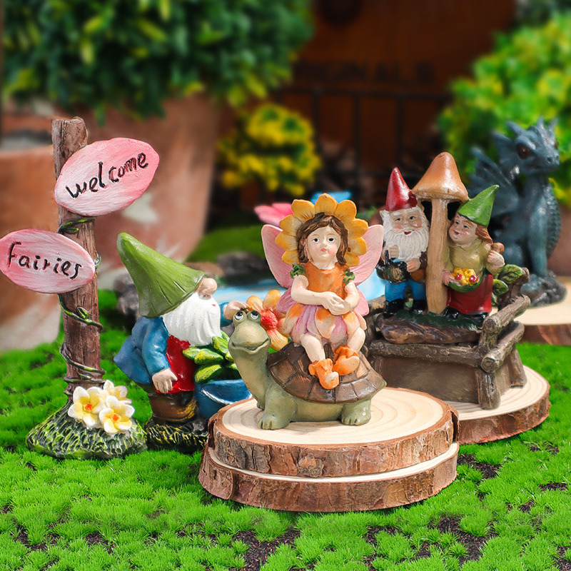 dropship Mini Drunk Gnomes Dwarf Fairy Garden Statue Miniatures Courtyard Elf Figure Resin Micro Landscape Outdoor Figurine Ornaments