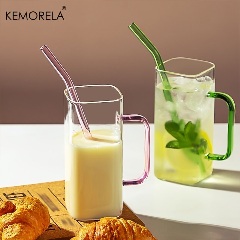 dropship 1pc; 13.5oz Small Cute Glass Cups With Lids And Straws