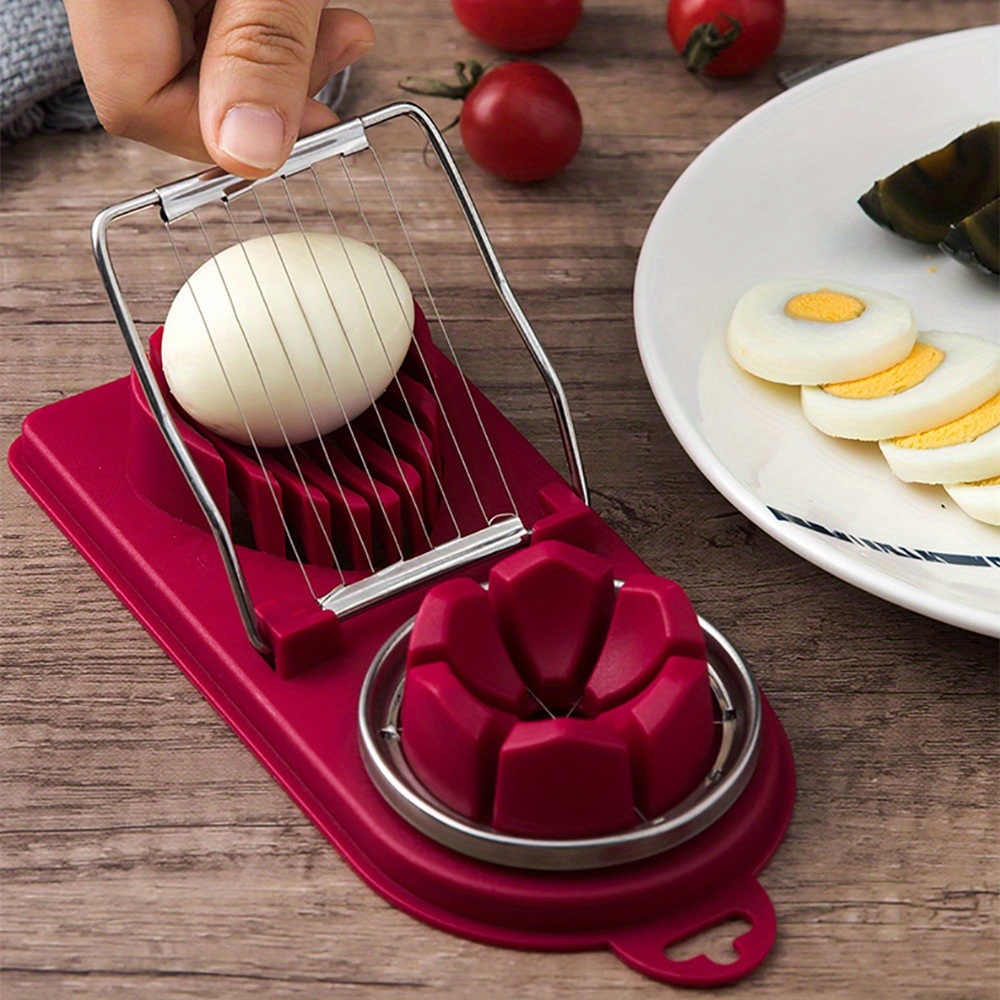 dropship 1pc Multifunctional Egg Cutter; Stainless Steel Egg Slicer Sectioner Cutter Mold; Flower-Shape Luncheon Meat Cutter; Kitchen Gadgets