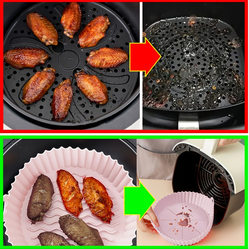 dropship 1/2pcs Air Fryer Silicone Pot; Reusable Air Fryer Liners; Silicone Air Fryer Basket; Food Safe Air Fryer Accessories