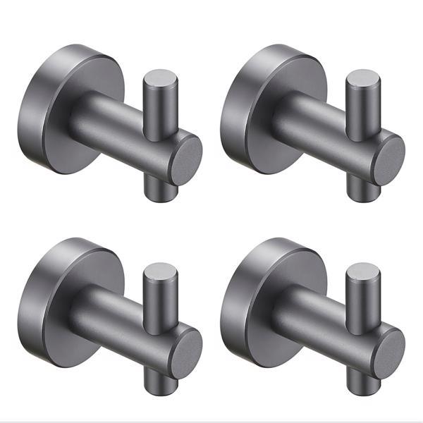 dropship Round Base Wall Hanging Hook with Screws- Gun Grey Hook; 4 Pack; for Entry Shoe Cabinet; Wardrobe Bathroom Bedroom Furniture Hardware