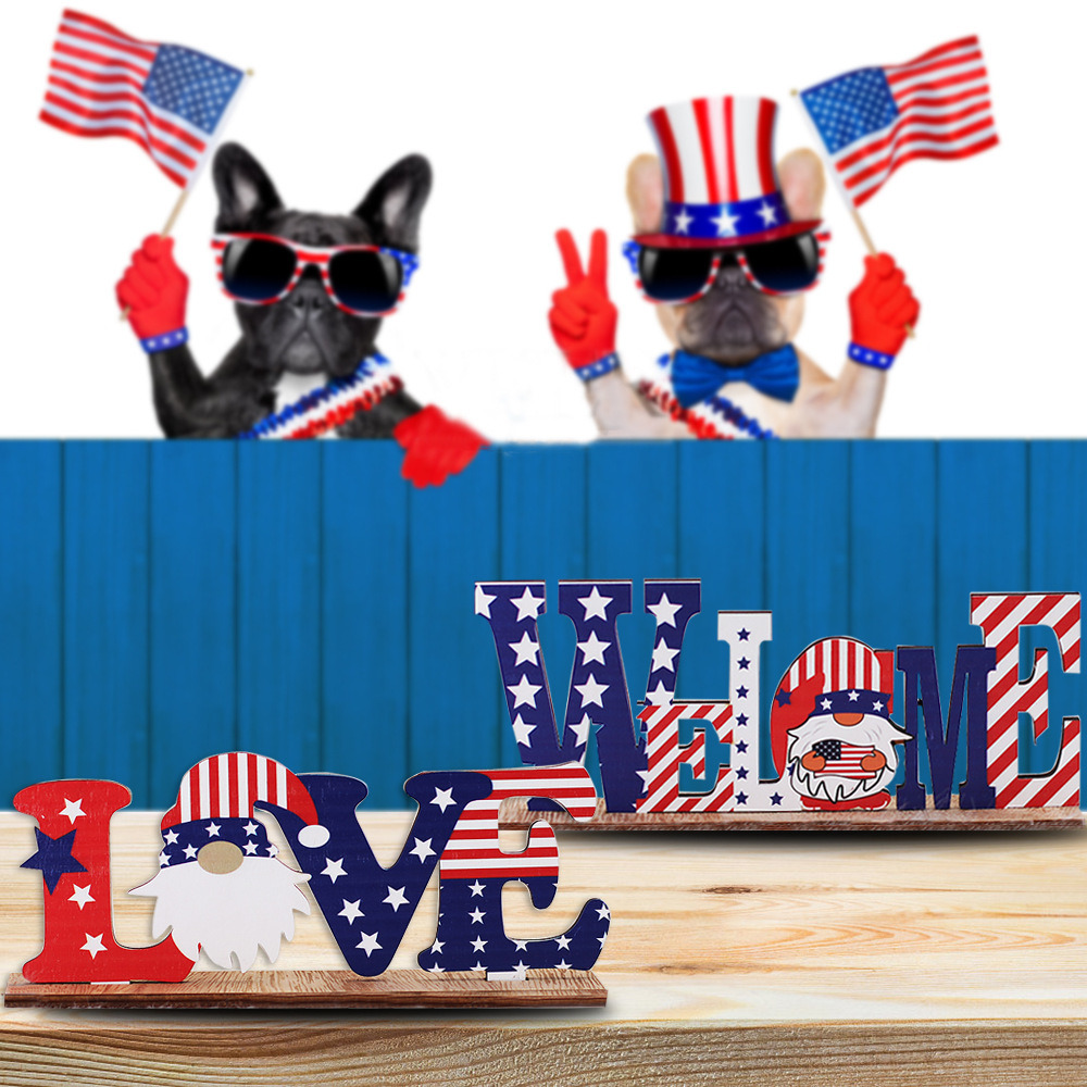 dropship 1pc 4th Of July Wooden Ornament; Independence Day I Love USA Wooden Alphabet Ornament; Holiday Decoration For Bedroom Living Room Tiered Tray Ornament; Holiday Accessories