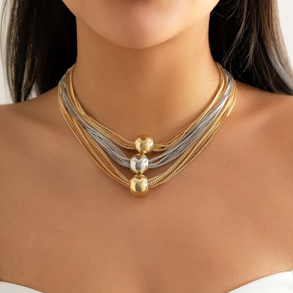 dropship Exaggerated Multi-layer Chain Necklace Stackable Punk Style Neck Jewelry For Party Clothings Decoration