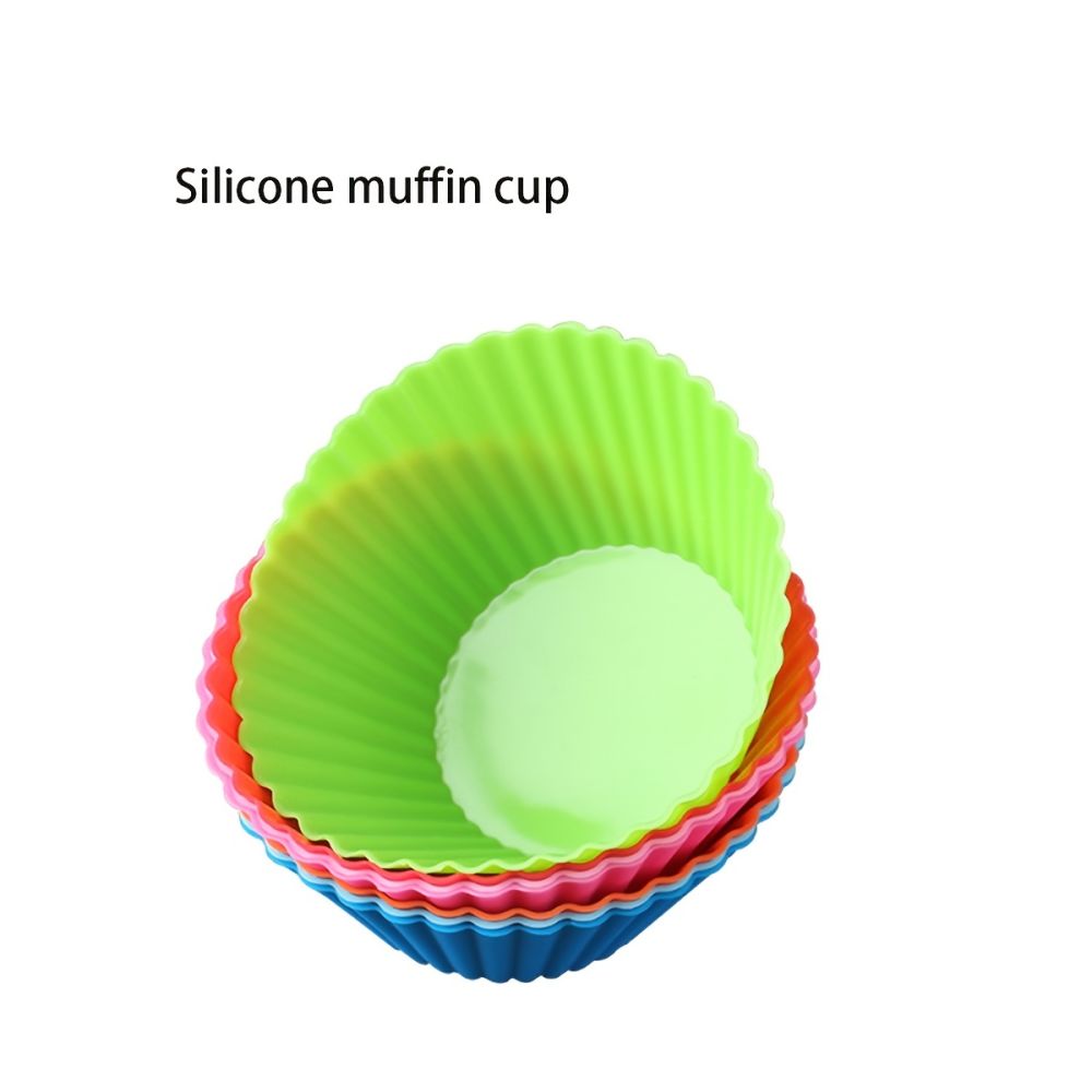 dropship 10pcs Silicone Muffin Cup; Cake Cup; Kitchen Baking Mold; Non-Stick Surface Cupcake Liners For Home Baking; Color Random