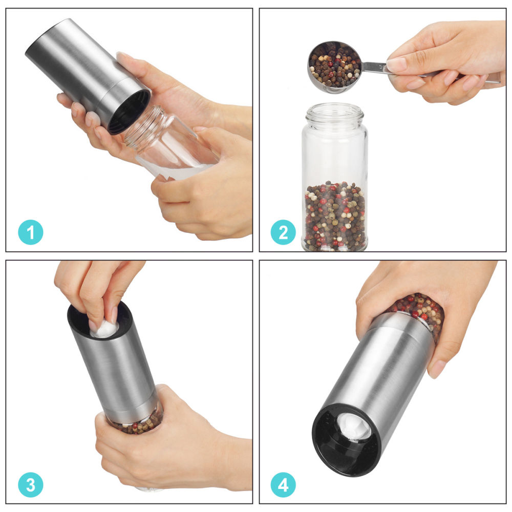 dropship Electric Pepper Grinder 3W Handheld Automatic Pepper Mill USB Charging Pepper and Salt Grinder Electric Spice Grinder with
