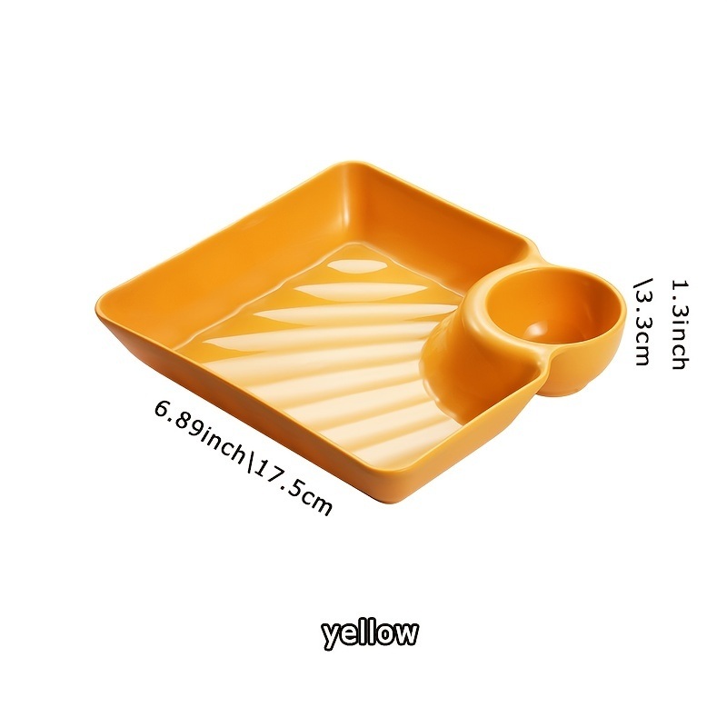 dropship 1pc Dumpling Plate With Sauce Dish; Potato; Water; Dumplings; Plate With Vinegar; Dinner Plate; Household Creative Square Serving Plate With Vinegar Saucer
