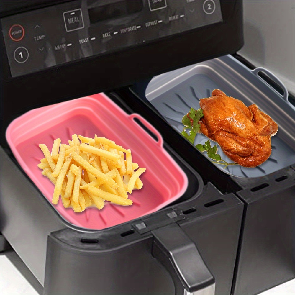 dropship Rectangular Air Fryer Liners; Foldable Silicone Tray; Air Fryer Accessories; Reusable Grill Plate; Heat Resistant Microwave Silicone Plate; Home Kitchen Items
