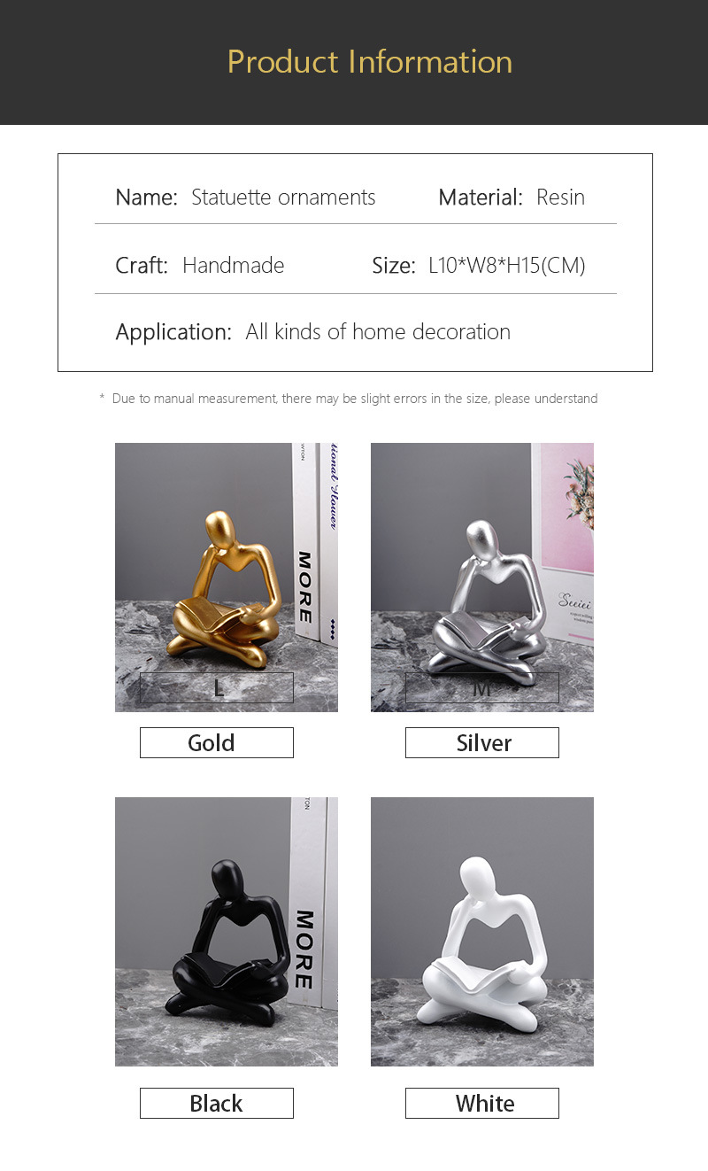 dropship NORTHEUINS Reading Man Resin Figurine for Study Room Desktop Abstract Thinker Figure Ornament Home Living Room Office Decoration