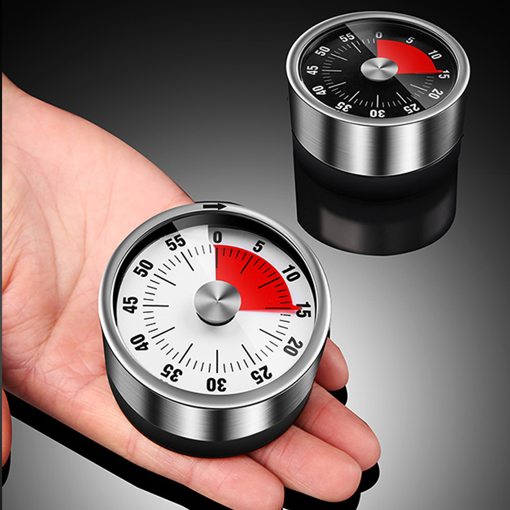dropship Stainless Steel Visual Timer Mechanical Kitchen Timer 60-Minutes Alarm Cooking Timer With Loud Alarm Magnetic Clock Timer