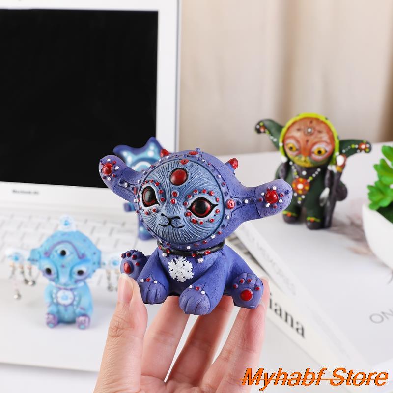 dropship DIY Fairy Elf Resin Statue Model Garden Alien Sculpture Desktop Ornaments Figurine Garden Home Decor Crafts Gifts 10*10*4cm