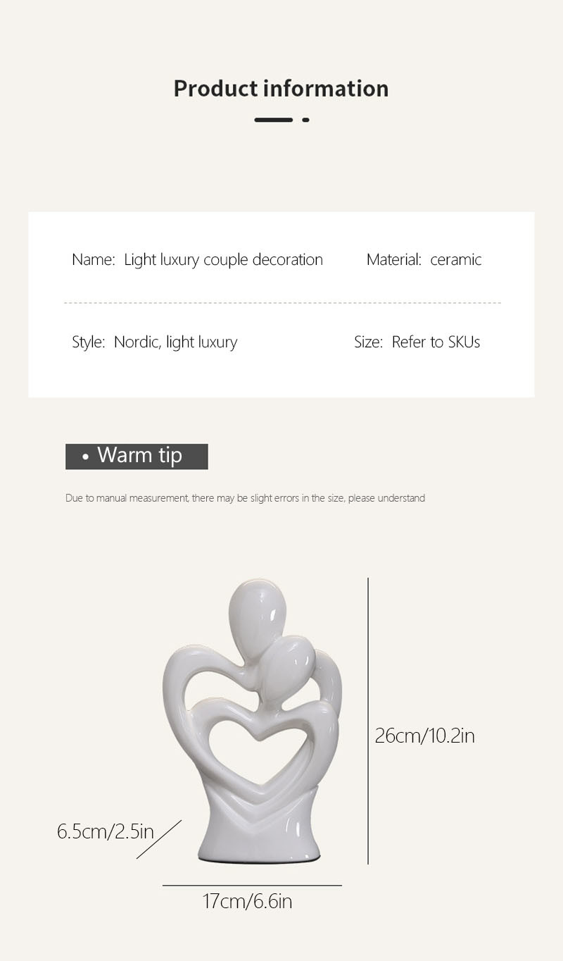 dropship NORTHEUINS Ceramic Abstract Couple Statue European Figure Lover Figurines for Anniversary Collection Home Living Room Decoration