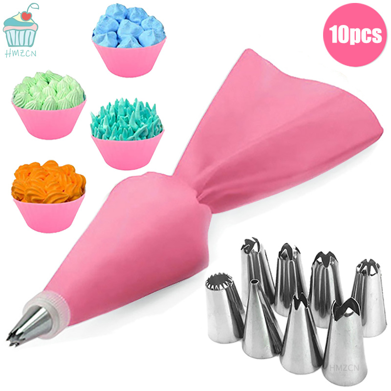 dropship 8/10/18PCS Silicone Pastry Bag Tips Kitchen Cake Icing Piping Cream Cake Decorating Tools Reusable Pastry Bags Nozzle Set
