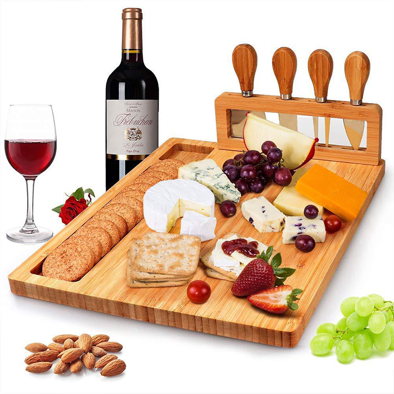 dropship Kitchen Bamboo Cheese Board Set Natural Bamboo Cutting Board