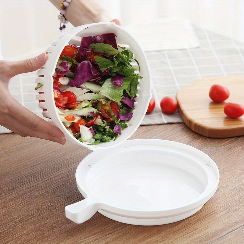 dropship 1pc Vegetable Cutting Aid Fruit Vegetable Salad Cutting Bowl Kitchen Plastic Divider Salad Cutting Mold; Kitchen Accessories