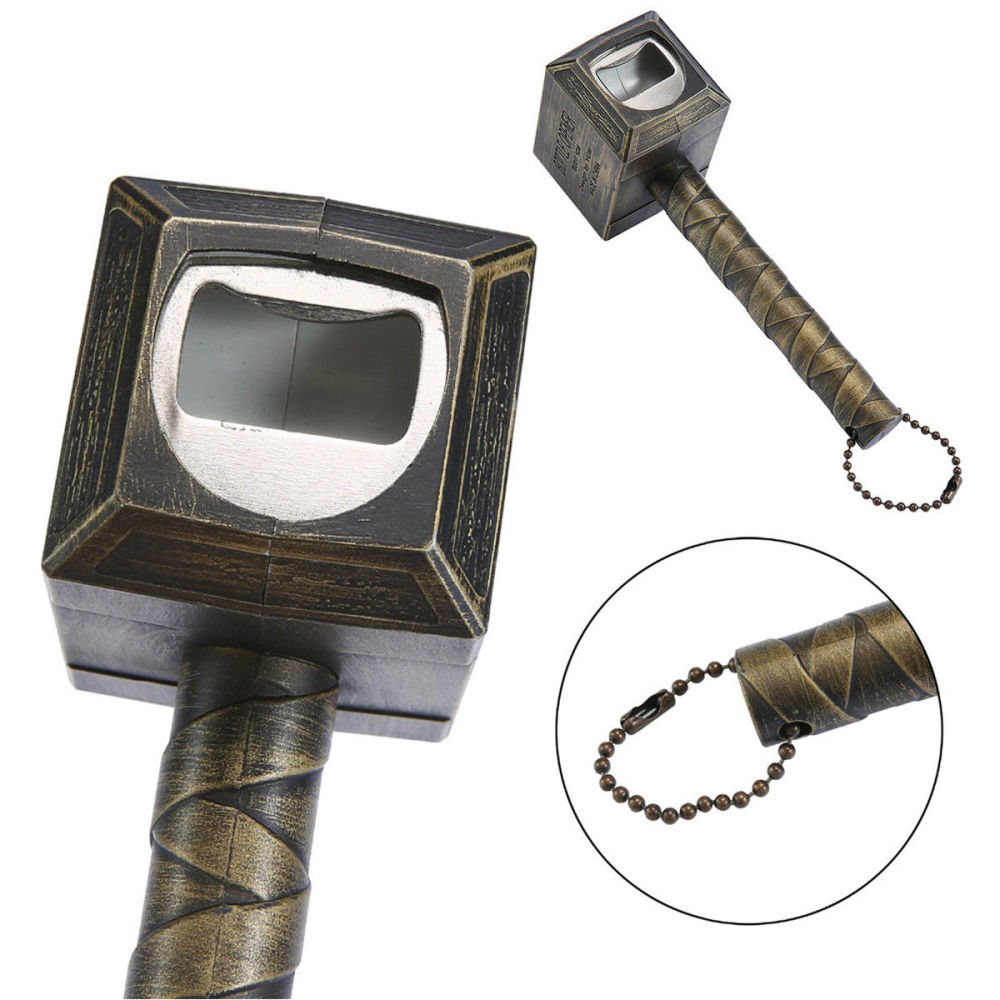 dropship 1PC Silver Beer Bottle Openers Multifunction Hammer Of Thor Shaped Beer Bottle Opener With Long Handle Bottler Metal Opener Beer