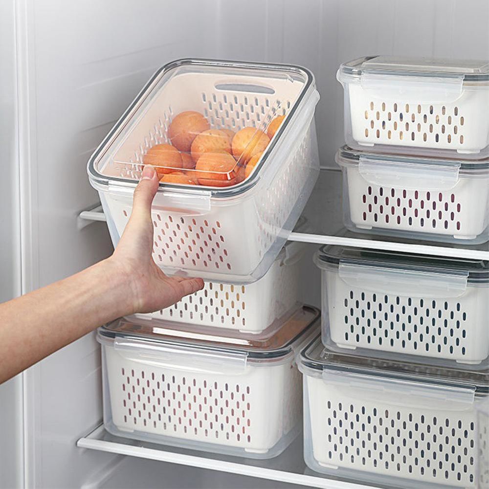 dropship Storage Box Fridge Organizer Fresh Vegetable Fruit Boxes Drain Basket Storage Containers Pantry Kitchen Organizer For Kitchen