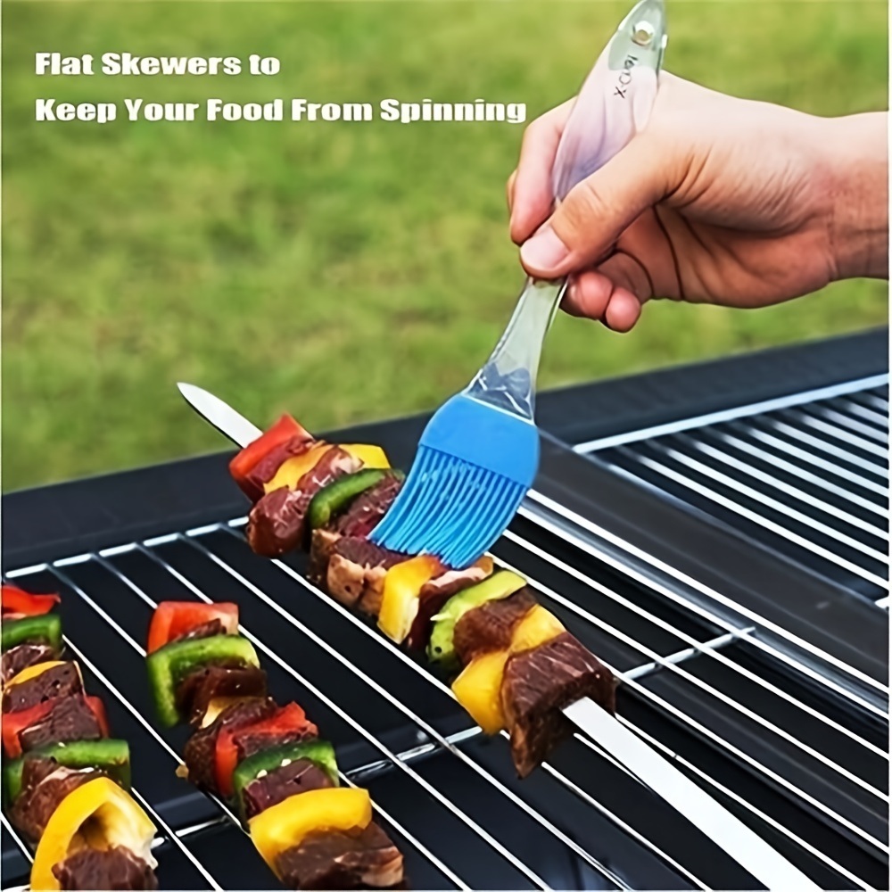 dropship 20pcs Grilling Flat Metal BBQ Skewers Stainless Steel Kabob BBQ Skewer 35CM/13.77inch