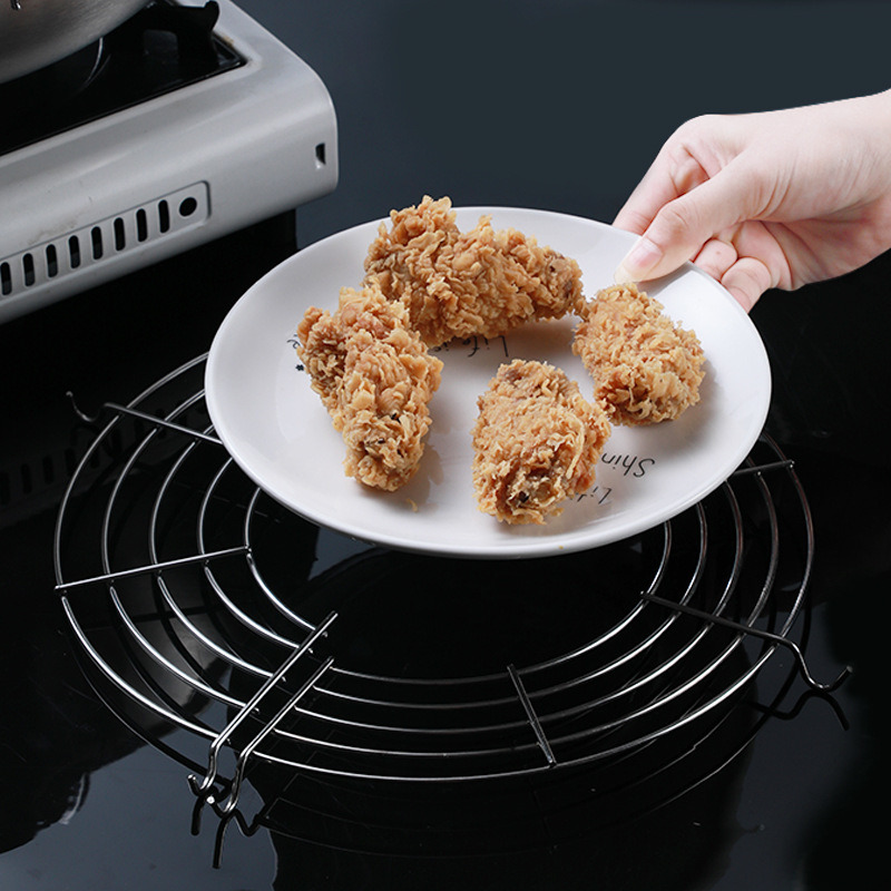 dropship 1pc; 304 Stainless Steel Semi-circular Oil Draining Rack; BBQ Frying Rack; Kitchen Steaming Rack; Oil Filter Insulation Rack