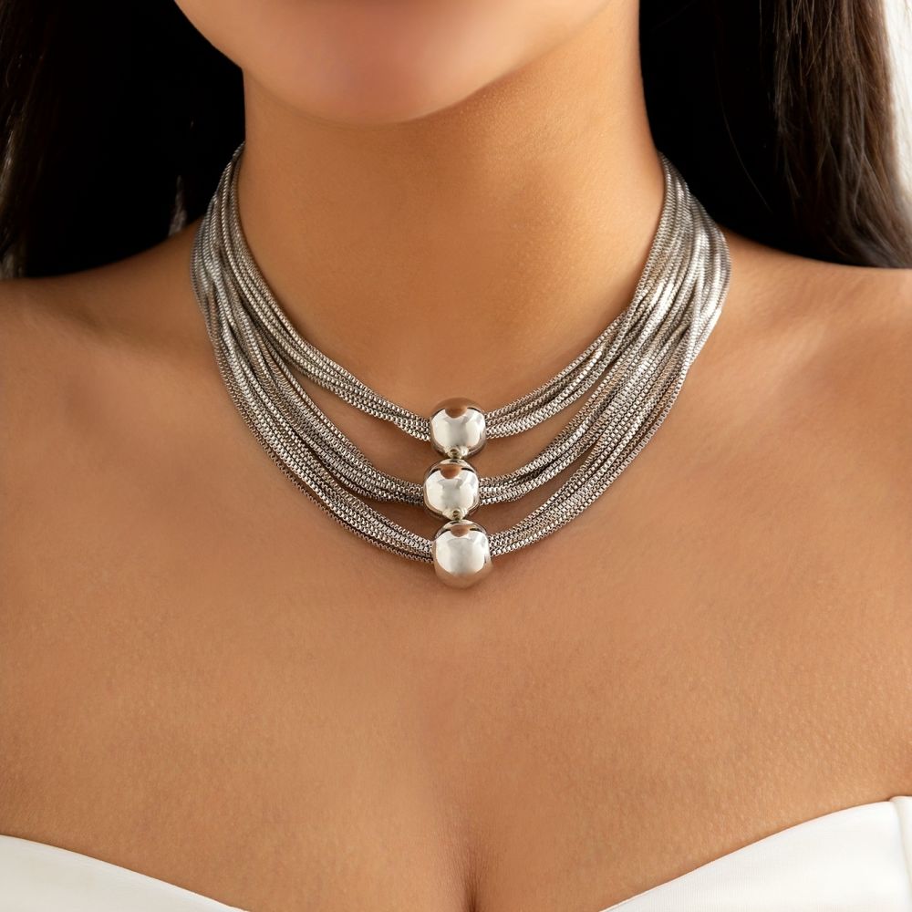 dropship Exaggerated Multi-layer Chain Necklace Stackable Punk Style Neck Jewelry For Party Clothings Decoration