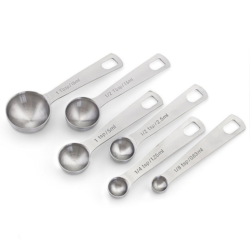 dropship Stainless Steel Measuring Spoons; 6pcs Seasoning Measuring Spoons Thicken 1.2mm