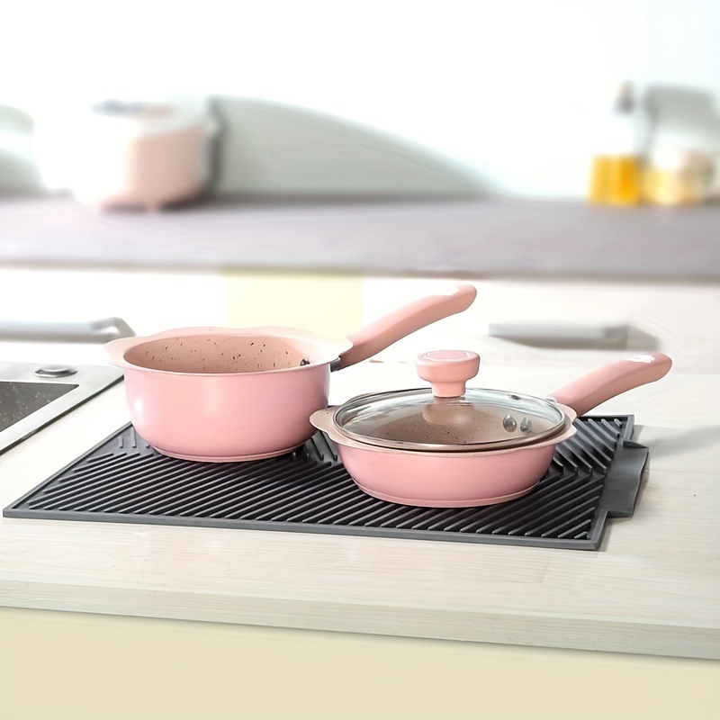 dropship 1pc Silicone Draining Board Mat, Folding Draining Mat, Large Drain Pad, Eco-Friendly Drainer Mat Heat Resistant Pot Mat Dishwasher Safe Trivet Mat, Kitchen Accessories
