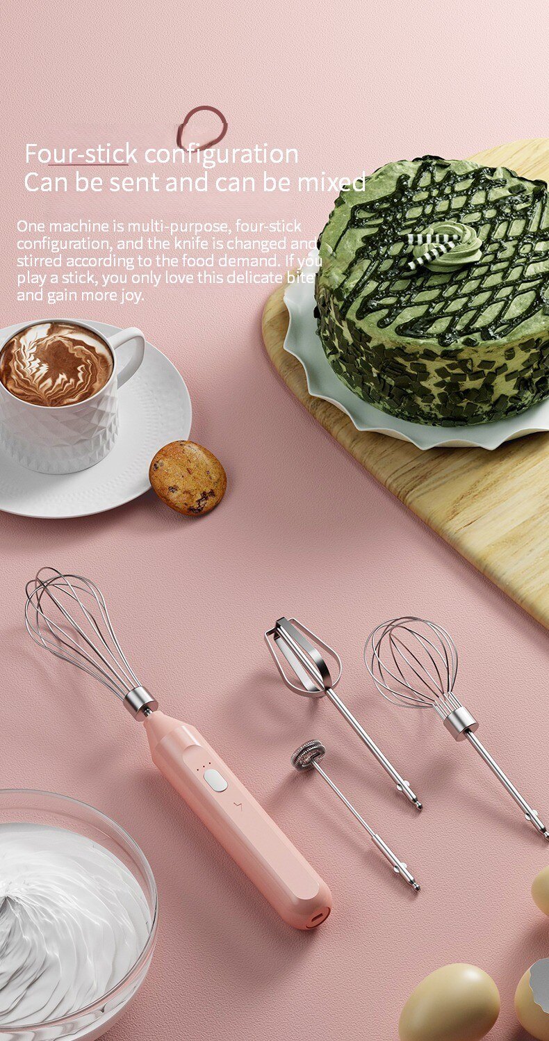 dropship Electric Milk Frother Handheld Egg Beater Coffee Milk Drink Egg Mixer Foamer Foamer Household Kitchen Cooking Tool