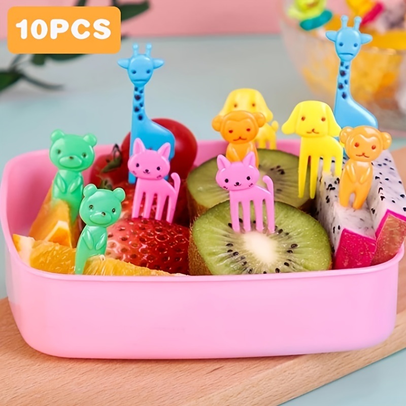 dropship 10PCS Cute Fruit Fork; Reusable Mini Animal Forks; Food; Cakes; Snacks; Fruit Decorations; Suitable For Children